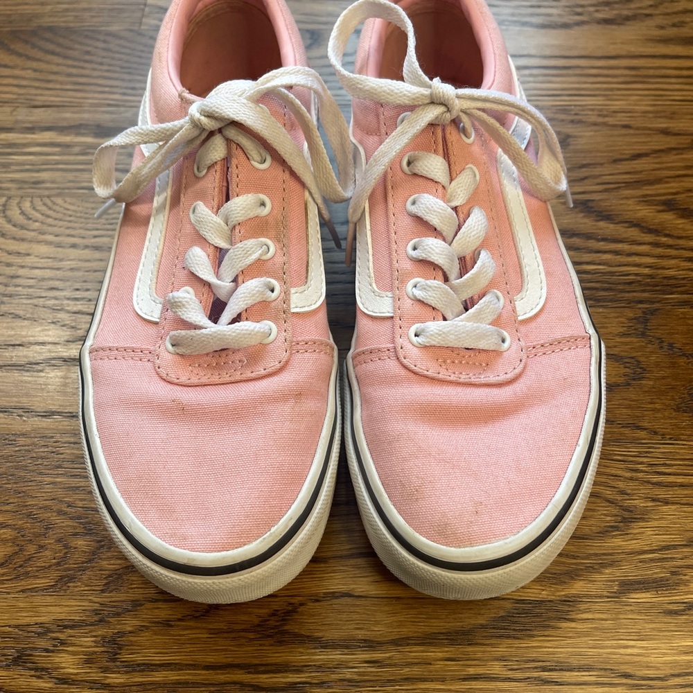 Vans Old Skool Canvas and Leather Girls Pink Sneakers Size 4